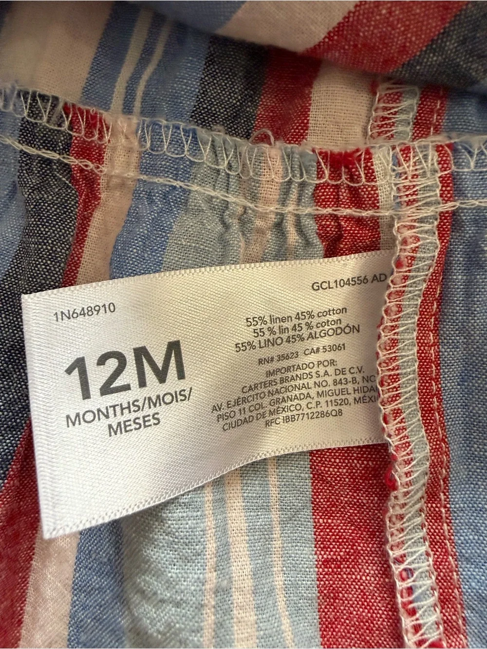 OshKosh B’Gosh Baby Girl‎ Striped Sundress Red Blue White 12M Tiered